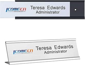 Personalized Office Name Plates Aluminum Hot Printing Add Logo Picture Custom Office Wall or Desk Name Plates 2" x 8" Image + Texts