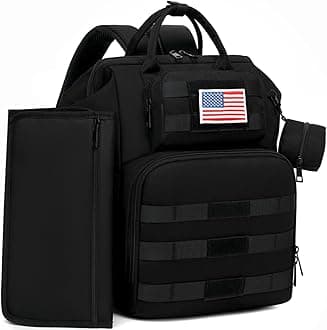 Diaper Bag Backpack for Dad and Men, Large Travel Baby Bag with Changing Pad, Pacifier Case, Removable Flag Patch - Baby Shower Gifts - Shadow Black