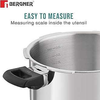 Bergner Tri-Max TriPly Multi Combo of 5L TriPly Pressure Cooker + 3L Pressuer Pan with Common Lid and 20cm Steamer with Flat Glass Lid, Durable, Ergonomic Handle, Induction Bottom and Gas Stove Ready