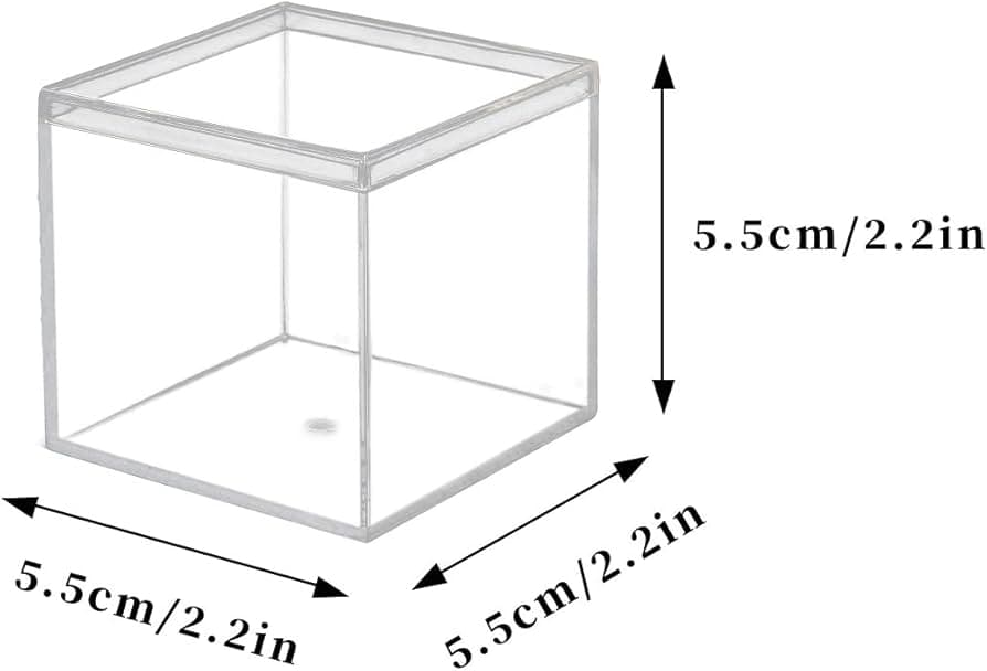 dedoot Clear Acrylic Plastic Square Cube, 4 Pack Small Plastic Storage Box with Lid, 2.2x2.2x2.2 Inch /55x55x55mm Square Clear Containers Box for Candy Pill and Tiny Jewelry