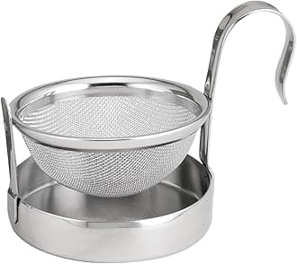 Tip Tea Strainer, 18/8 Stainless Steel, Loose Leaf Tea Filter With Drip Tray, Mess-Free Tea Serving