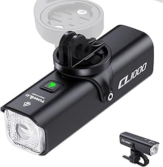 TOWILD CL1000 Bike Lights,Long Battery Life,Compatible with Garmin/GoPro Mount,1000 Lumen Bike Headlight,4000mAh Rechargeable Battery,Waterproof Bike Front Light for Commuter Cyclists