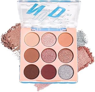 9-Color Nude Brown Eyeshadow Palette – Matte Shimmer Glitter Peach Caramel Bronze Eye Shadow Kit, High Pigment Blendable Long-Lasting Warm Neutral Makeup Palette for Daily Wear, Soft Glam & Travel