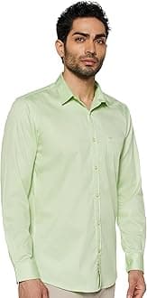 Peter England Men's Cotton Slim Fit Solid Full Sleeve Casual Shirt
