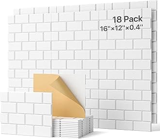 Soundsbay Upgrade Acoustic Panels 18 Pack, Soundproof Wall Panels Self-Adhesive 16"×12"×0.4" Acoustic Panels Sound Absorbing Brick Sound Proof Panels for Walls Decoration, Acoustic Treatment
