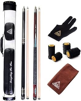 CUESOUL Combo Set of House Bar Pool Cue Sticks - 2 Cue Sticks Packed in 2x2 Hard Pool Cue Case