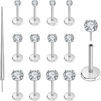 13Pcs 20G/18G/16G Flat Back Earrings Stud 316L Surgical Stainless Steel Threadless Push in Nose Stud Tragus Helix Lip Medusa Piercing Jewelry