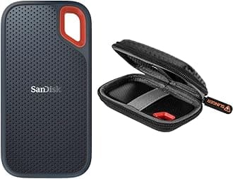 Sandisk Extreme Portable 4TB USB 3.2 Gen 2 Type-C External SSD V2, Black, Bundle with HD-2 Drive Case
