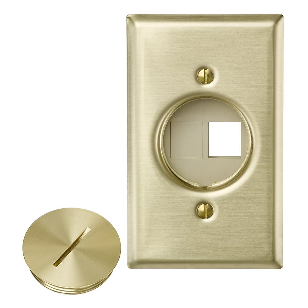 41652 QuickPort Floor embly, Two Blank Inserts, Solid Brass