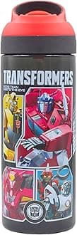 – TRANSFORMERS EARTHSPARK Reusable BPA free Kids Atlantic Water Hydration Bottle with built in Carry Loop, Flip Up Spout and removeable straw - 600ml, Opaque