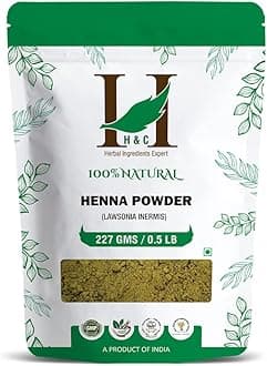 H&C 100% Pure Natural Henna Powder (Lawsonia Inermis) 227 Gms (1/2 Lb) For Hair…