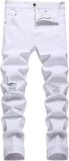 Men's Slim Fit Jeans Stretch Ripped Skinny Jeans for Men, Fashion Straight Leg Comfort Flex Waist Casual Pants