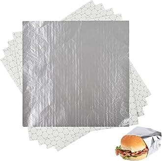50 Pack Premium Insulated Foil Sandwich Wrap Sheets, 12"x12" Pre-Cut Foil Paper for Hot Dogs, Burgers, Burritos, Food Wrapping, Grease-Resistant and Waterproof, Heat & Cold Insulation for Freshness
