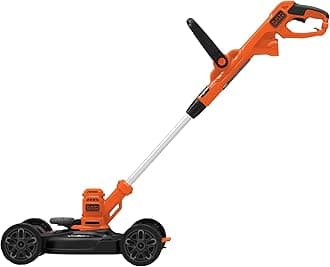 BLACK+DECKER Electric Lawn Mower, Weed Eater and Edger 3-in-1 Combo, Corded 12-Inch 6.5 Amp Electric Weed Wacker and Compact Push Mower (BESTA512CM)