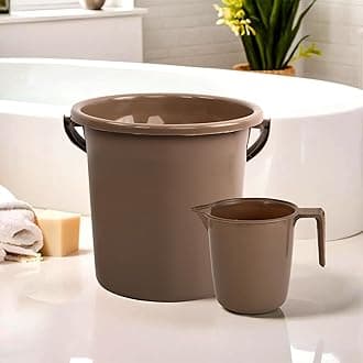 Kuber Industries Set of 2 Bathroom Combo Set | Bathware Bathing Set | Bathing Set | Bucket & Mug Combo Set for Bathroom | Modern Bathroom Accessories Set | Brown