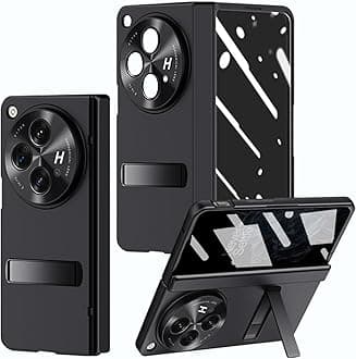 for OnePlus Open Case with Privacy Screen Protector, All-Inclusive Phone Case with Hinge Protection Screen Protector Scratch-Resistant Kickstand Hard PC Protective Cover for OnePlus Open Black