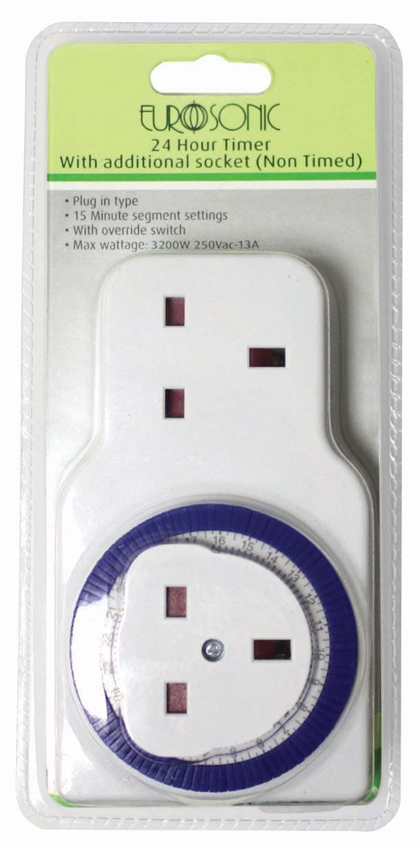 Europasonic 24-hours Mini Mechanical Timer with Dual Socket