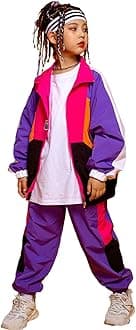 LOLANTA Boys' Girls' Color Block Jacket Track Pants Sets Hip Hop Dance Patchwork Clothes Unisex Streetwear