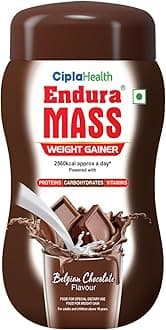 Endura Mass Weight Gainer Powder 550G Belgian Chocolate | Unique Blend Of 3 Sources Of Protein, Carbs, Vitamins & Essential Minerals | Ideal For Children Above 10 Years, Men, Women & Athletes