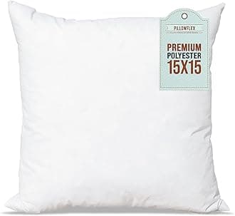 15 x 15 - Inch : Pillowflex Polyester Filled Machine Washable 15 x 15 - Inch Pillow Form Insert