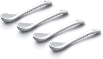 WM Bartleet & Sons 1750 TSET152 Set of 4 Small Traditional Porcelain Salt, Condiment and Spice Spoons (10cm) ââ‚¬â€œ White