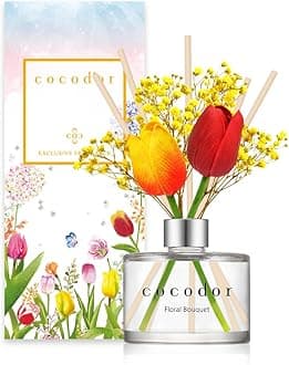 Cocod'or[COCODOR/Floral Bouquet Tulip Reed diffuser oil 200ml with Tulip Sticks, Best for Home, Kitchen, Bathroom. Diffusers with Sticks