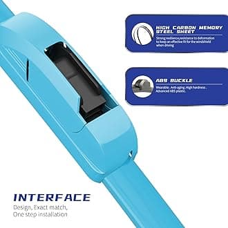 OEM QUALITY 26" + 20" Premium All-Seasons Durable Stable And Quiet Blue Windshield Wiper Blades (Set of 2)