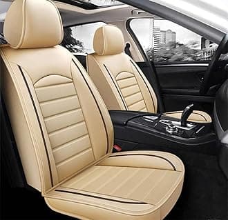 FHJBP Full Protection Seat Cover Car Seat Protector Leather Waterproof SUV Cars Truck Universal Seat Covers- Beige