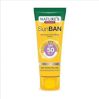 NATURES ESSENCE Sunban Suncreen SPF 50 PA+++ | No White Cast and Broad Spectrum Sun screen | For All Skin Types | Non Greasy | Lightweight | For Men & Women | 30ml