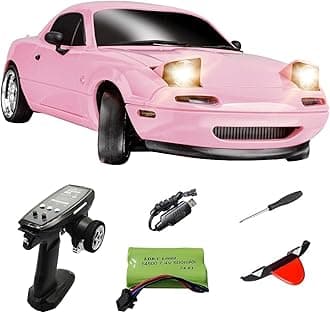 ARRIS 1/18 Scale RC Drift Car, LD1804 Mini Mazda MX-5 RC Model Car 2.4GHz RWD Miata RC Vehicles with Gyro for LED Lights for Adults Hobby Toys (Pink)