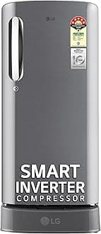 LG 185 L, 5 Star, Smart Inverter Compressor, Direct-Cool Single Door Refrigerator (GL-D201APZU.BPZZEBN, Shiny Steel, Base stand with drawer & Fast Ice Making)