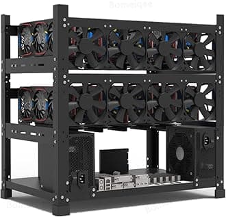 Mining Rig Frame for 12GPU - Steel Open Air Miner Case, Support Dual Power Supply for Crypto Coin Currency Bitcoin ETH ETC ZEC - Frame Only, Fans & GPU Not Included