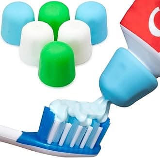 Self-Closing Toothpaste Caps 6 Pack Till Care - Easy to use, food grade silicone and BPA free topper