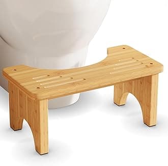 Bamboo Toilet Stool, Wooden Squatting Potty Stool for Adults, 7 Inch Toilet Stool Squat Adult, Non-Slip Wood Poop Stool for Bathroom, Portable Toilet Foot Pooping Steps for Kids