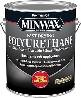 Minwax Fast-Drying Polyurethane Protective Wood Finish, 350 VOC, Warm Semi-Gloss, 1 Gallon