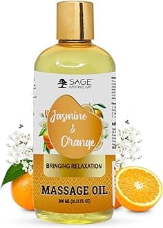 Sage Apothecary's Orange Jasmine Massage Oil : Sensual Harmony Meets Natural Elegance | Vegan | Cruelty Free | Natural Bliss | Ideal for Couples, Date Nights, and Relaxing Massages | 300 ml