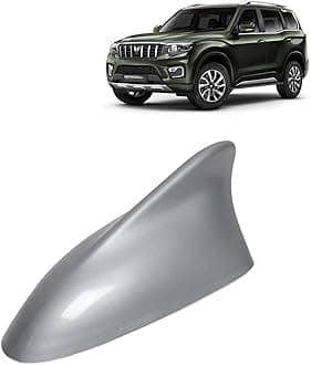 KINGSWAY Accessories Shark Fin Car Antenna Universal Size and Compatible with Mahindra Scorpio N Year 2022 Onwards, Car Radio FM AM, DIY Easy Replacement Original Car Antenna, 1 Piece, Silver Color