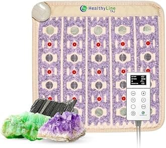 Healthyline Advanced Infrared Heating Pad - Magnetic Therapy - Amethyst, Tourmaline and Jade Gemstones - Heat Mat for Muscle and Joint Pain Relief (20" x 20" Small)