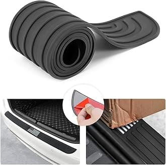 Car Rear Bumper Protector Guard, American Flag Anti-Scratch Door Entry Sill Guard, Non-Slip Rubber Vehicle Trim Cover Protection Strip, Car Exterior Accessories for Most Cars (Black Flag/35.4"x2.7")