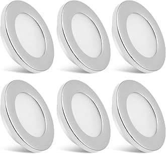 12v LED Lights RV Interior Light Fixtures Ceiling Cabinet Recessed Puck Light 3 watts 200 lumens White Lighting 2.7 inch, No Switch, Pack of 6