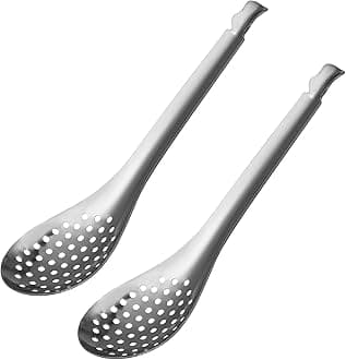 jojofuny 2pcs Small Slotted Spoons: Stainless Steel Spherification Spoon for Cooking - Caviar Gadgets for Caviar, Soup, Sauces, Kitchen Cooking Gadgets