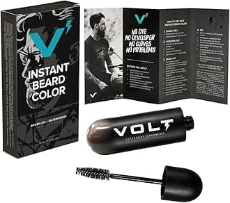 VOLT Grooming Instant Beard Color Single Pack - Smudge and Water Resistant Quick Drying Brush on Color for Beards, Mustaches & Eyebrows - 0.35 Fl Oz (10 ml), Auburn (Red)