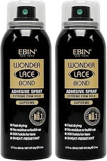 Wonder Lace Bond Adhesive Spray Supreme 2.7 Oz by EBIN NEW YORK – Quick-Dry & Sweat-Resistant – Clear Wig Glue for Front Lace Wig Application – Gift Set (2 Pack)