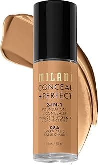 Conceal + Perfect Liquid Foundation - Warm Sand (1 Fl. Oz.), Cruelty-Free, Water-Resistant, Full Coverage, Long-Lasting, 45 Shades