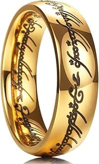 King WillWedding Band for Men Women-7/8mm One Lord Magic Power Rings Availble in Gold/Black/Sliver, High Polished and Comfort Fit Wedding Ring Size 5-15