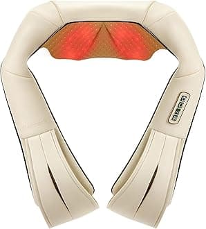 Nekteck Shiatsu Neck Massager with Heat for Pain Relief Deep Tissue, 2026 Upgraded 3D Back Shoulder Kneading Massage Pillow, Body Muscle Relaxation Tools Gifts for Him Her, Beige (NOT Cordless)
