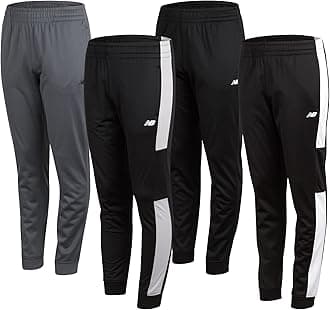 New Balance Boys Sweatpants - 4 Pack Active Tricot Boys Joggers Athletic Pants Kids Activewear Pants with Pockets (4-20)
