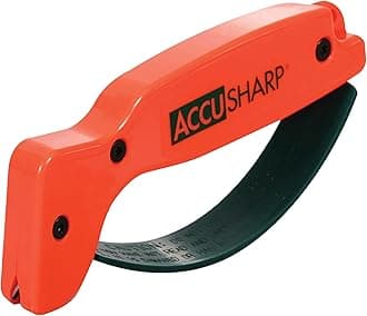 AccuSharp Knife Sharpener, Ergonomic Comfortable Handle, Compact & Easy to Use, Restore and Hone Straight & Serrated Knives, Blaze Orange