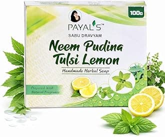 Payal's Herbal Soap with Neem Pudina Tulsi Lemon | Natural Bathing Bar for Deep Cleansing, Refreshing & Skin Care | Ayurvedic, Moisturizing | Chemical-Free | 100g