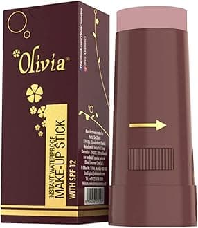 Olivia Instant Waterproof Makeup Stick with SPF 12-04 Natural Rose | 3-in-1 Foundation, Concealer & Moisturizer | Sweatproof, Long-Lasting Base Makeup | Evens Skin Tone & Hides Blemishes